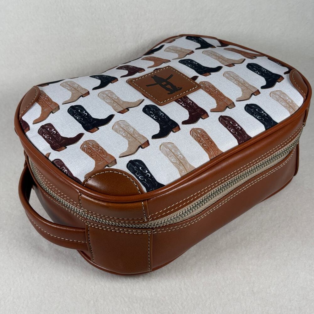 HLSR Brook Boot Neutral Cosmetic Case, Barrington Leather Western Rodeo Merch